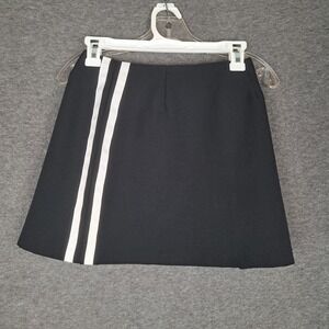 Vtg 90s Rumours Womens Black White Stripe Mini Skirt 5/6 S M USA
